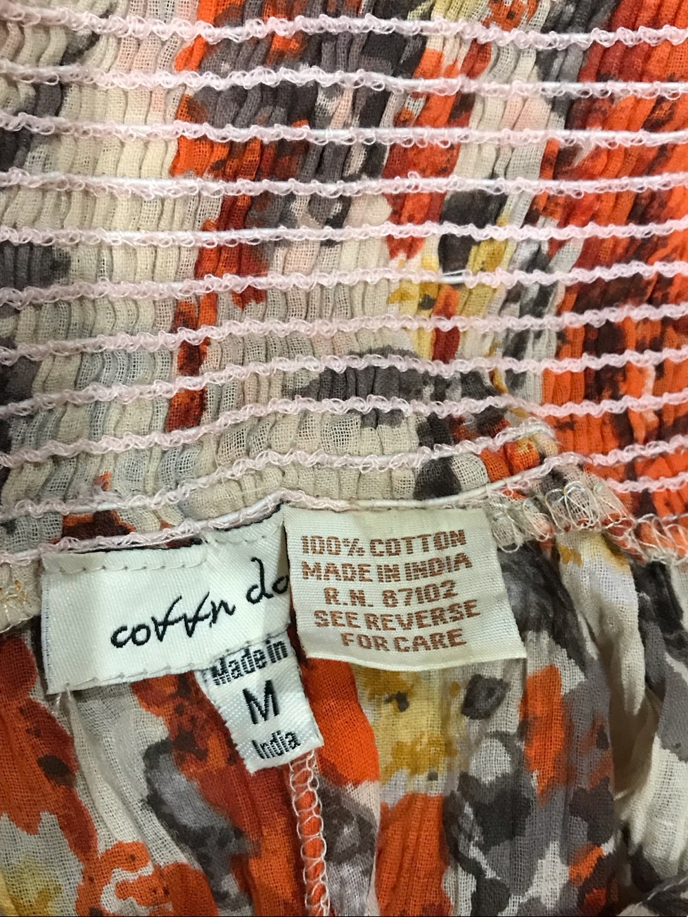 Mango Beige Wide-Leg Paperbag Pants with Orange Floral Motif - Picture 5 of 9